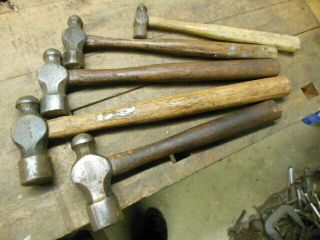 Vintage Stanley Ball Peen Hammers Old Craftsman Mechanic Blacksmith Tool