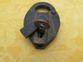 Vintage Rare Antique Brass Heavy Strong Secure Lever Pad Lock Us Bia With Key