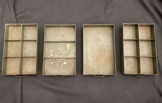 Antique Green Metal STORAGE BOX 4 DRAWERS INDUSTRIAL Tool Parts Bin Cabinet 1 2