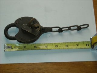 Antique Yale & Lock Padlock Brass With Key And Chain On Key