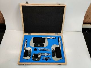 4 Piece Outside Micrometer Set Precision Machinist Tool 0 - 4 " 0.  0001 "