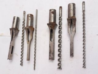 Found 4 Vintage Mixed Size Square Hole Auger Bit Imperial Mortice Chisels
