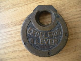 Vintage Brass 6 Lever Excelsior Pancake Padlock / Lock
