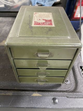 Vtg Steelmasters File - A - Way Chest Small Metal 4 Drawer Industrial Cabinet Green