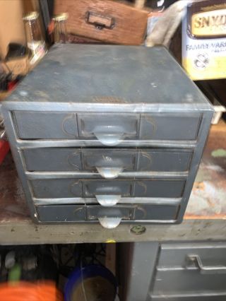 Vintage 1950s Sears Craftsman 4 - Drawer Metal Storage Box Cabinet Parts Organizer