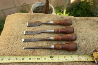 Vintage Craftsman Wood Chisel Set 4 Pc 1/4 ,  1/2 ,  3/4//,  1  Woodworking Tools