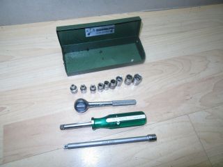 Vintage S K Professional Tools 1/4  Drive 12 Piece Socket Set Good User W/case