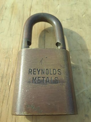 Vintage BEST Padlock Brass Advertising Reynolds Metals NO Key 3