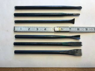 6 Vintage Stone Carving Chisels/tools - 2 Are Toothed/1 Marked " Italy "