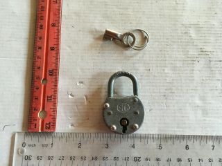Vintage Antique Old Rare German Galvanized Sul Padlock With Key