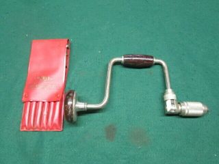 Vintage Stanley Hand Brace Drill Stanley Handyman No.  H1250 With Set Dunlap Bits