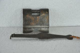 Old Iron Solid Heavy Unique Shape Handcrafted Strip System Padlock