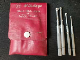Mitutoyo No.  154 - 901 Small Hole Gauges H.  125 " -.  500 " Machinist Tool Set W Case