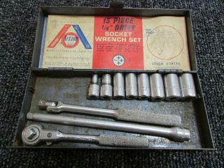 Vintage Action 1/4 " Socket Set Ratchet Breaker Bar Extension Thorsen Usa Tool