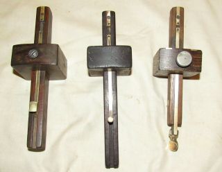 3 Wooden And Brass Mortice Gauge Tools Old Tools Gauges Woodworking Tool