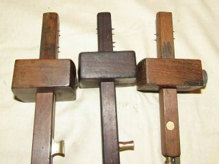 3 Wooden and brass mortice gauge tools old tools gauges woodworking tool 2