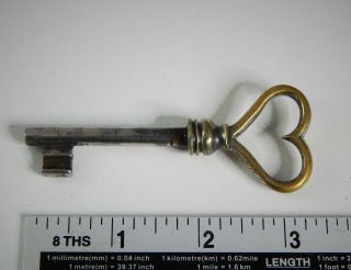 3.  3/8 " Antique French Ornate Key Heart Steel Bronze,  18 - 19th C,  Cabinet,  Furniture