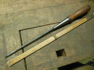 Vintage T H Witherby 1/8 " Square Edge Socket Chisel Old Wood Carving Tool
