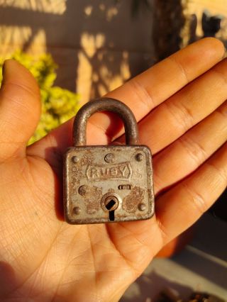 Collectible Old Ruby Small Safety Lock With Key In Good Lock