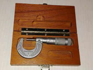 Vintage Brown & Sharpe Micrometer No.  1 In Wood Box