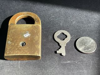 Rare Vintage / Antique Chicago 3 - Lever Padlock With Key 2