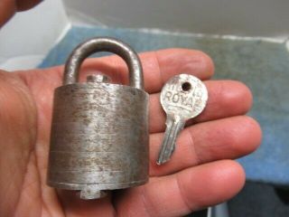 Very Unusual Vintage Old Steel Padlock Lock With A Key N/r