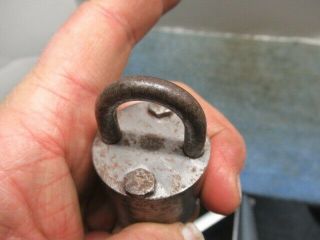 Very unusual vintage old steel padlock lock with a key n/r 2
