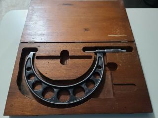 Vintage Brown & Sharpe 6 - 7 " Micrometer W/ Ratchet Stop In Case - Machinist