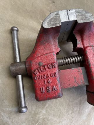 Vintage Wilton Chicago 14 Scout 3 1/2 Inch Swivel Bench Vise with Pipe Jaws 2