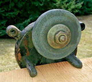 Vintage Hand Crank 5 " Bench Grinder Great