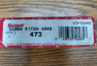 Vintage Starrett Screw Pitch Gauge 473 W/ A Craftsman Thread Gauge