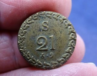 Antique C1775 Brass Coin Weight For 1 Guinea,  Made By Berry (w1750 D)