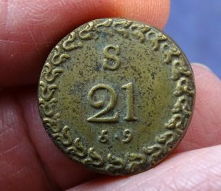 Antique c1775 Brass Coin Weight for 1 Guinea,  Made by Berry (W1750 d) 2