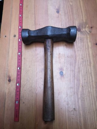 A Vintage Blacksmiths Forge Metal Hammer With Domed Faces