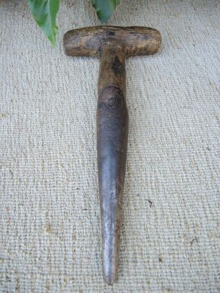 Vintage T Handled Garden Dibber With Steel Tip 28 Cm Long (396)