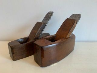 Two Small Antique Wooden Coffin Planes - One Robert Sorby,  One Unbranded