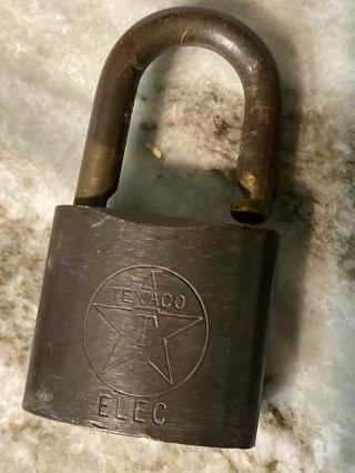 Old Brass Texaco Oil Company Bw Logo Padlock Lock