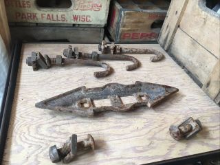 Antique Cast Iron Hay Trolley Barn Carrier Myers? Stop And Hanger Bolts