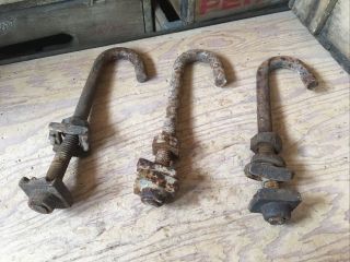 Antique Cast Iron Hay Trolley Barn Carrier Myers? Stop And Hanger Bolts 3