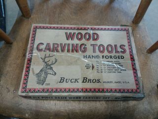 Buck Brothers Wood Carving Chisel Set From Olden Times With Paper/styrofoam Box