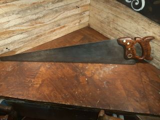 Warranted Superior Rare Thin Back Hand Saw With Nib,  5 Tpi Etching