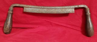 P S & W Antique Wood Handled Draw Knife 9 1/4 " Blade