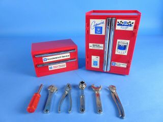Funrise Plastic Toy Tool Box Gm Goodwrench 2pc Tool Box W/ 6 Mini Tools Bw3