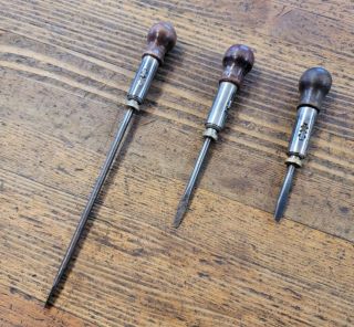 Antique Tools Brass Ratcheting Hand Drill Bit Brace Rare Yankee 15 Spiral Lot☆us