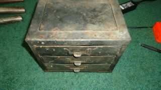 Vintage Industrial Metal Parts Bin Tool Box Cabinet 3 Drawers Black Send Offer