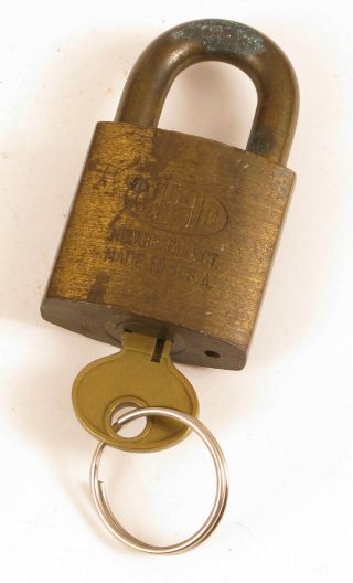 Vintage Corbin Brass Padlock Lock Rare With Key
