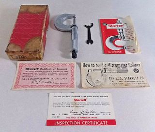 Vintage Starrett Micrometer 230 Machinist Tools Precision Gauges Calipers Usa