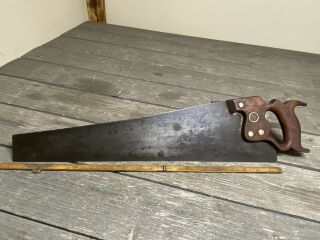 Vintage Disston Early 1900’s 20” Handsaw With Etching 10tpi