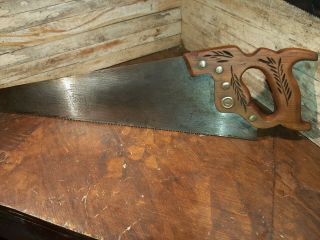 Vintage 24 " Henry Disston & Sons D - 23 Hand Saw Fine Woodworking Tools.  Saw