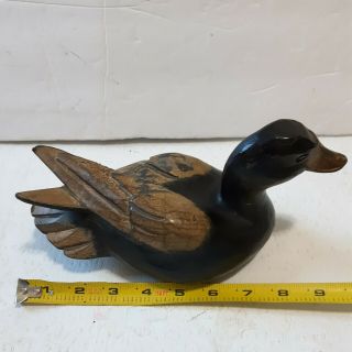 Vintage Hand Carved Painted Wood Duck Decoy 9 " Rare